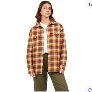 Volcom Polar Boobear Women's Shacket Flannel Checkered, Size Small